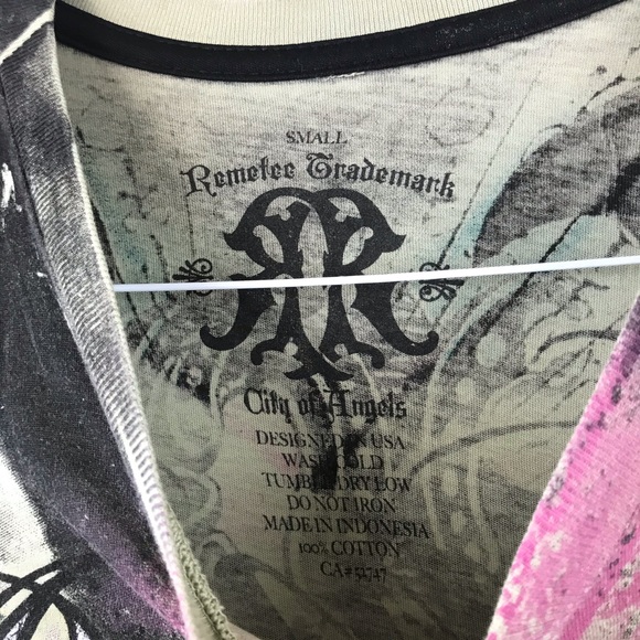 Remetee Affliction crystal skull graphic t shirt S - Picture 3 of 9